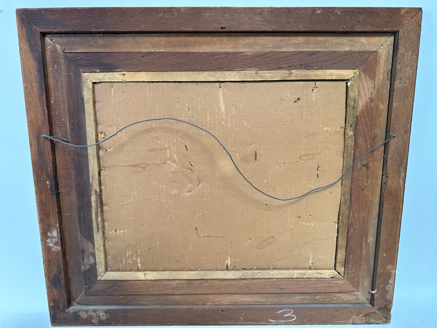 Original Unsigned Artwork 19.5 X 16 In Antique Wooden Framed 31 X 27 [Photo 14]