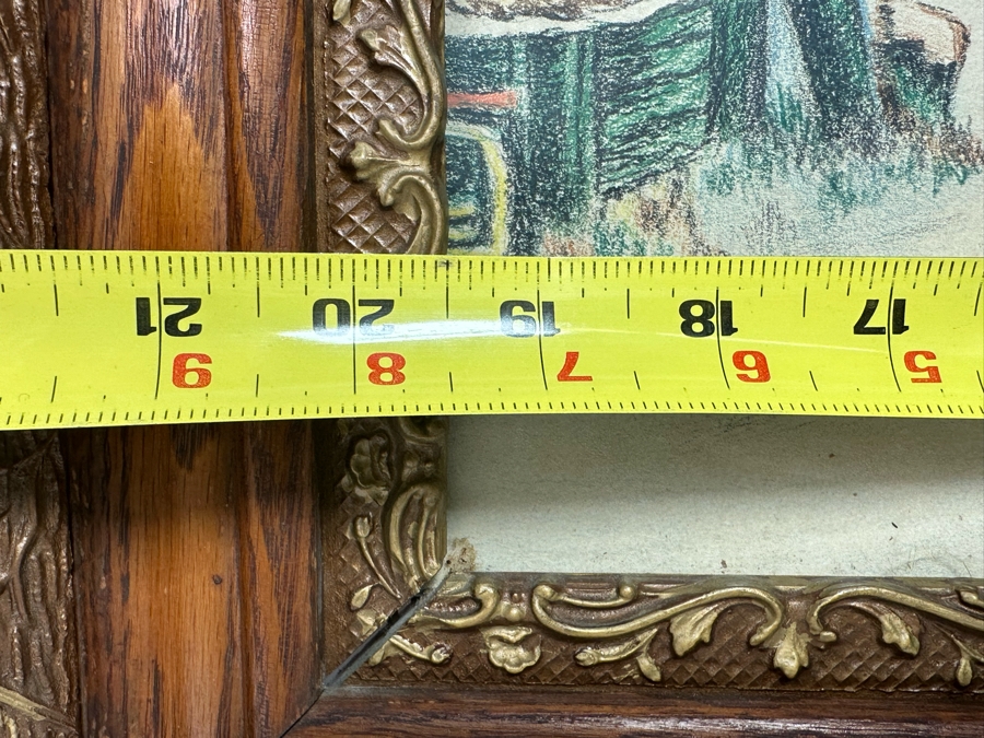 Original Unsigned Artwork 19.5 X 16 In Antique Wooden Framed 31 X 27 [Photo 10]