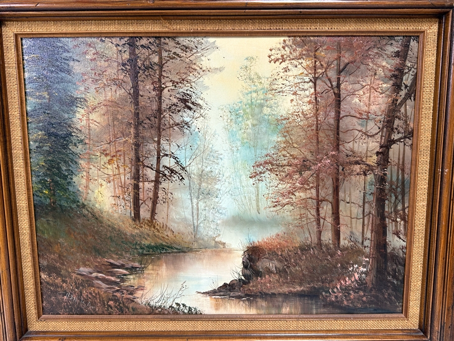 Original Signed Landscape Painting On Canvas Dated 1981 24 X 18 Framed 31.5 X 26 [Photo 3]