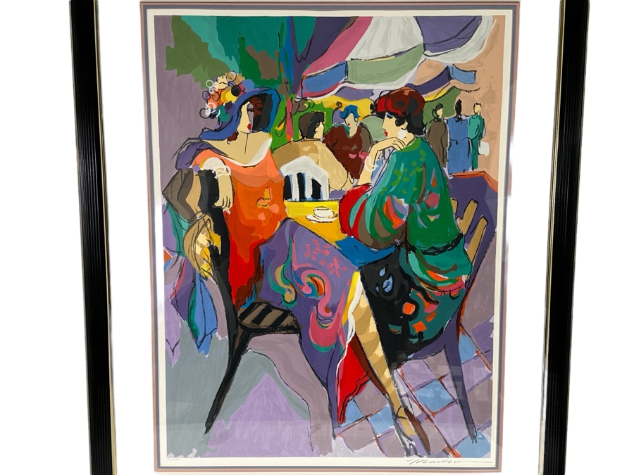 Isaac Maimon Signed Limited Edition Print Titled 'The Corner Cafe' 29 X 39 Framed 41.5 X 51