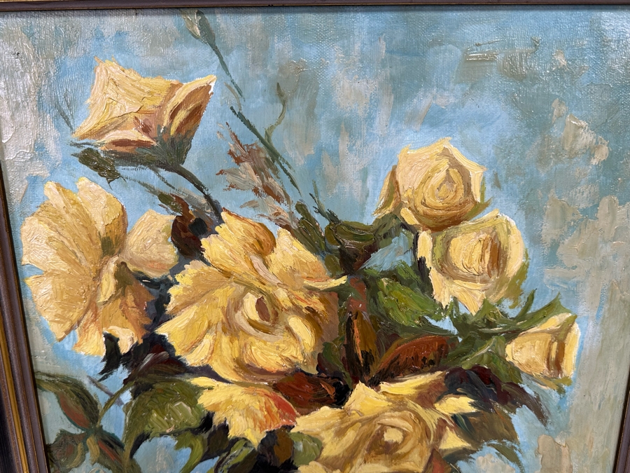 Emilio Moncayo (B. 1895, Ecuador) Signed Original Still Life Painting On Canvas 16.5 X 25 Framed 21 X 29.5 [Photo 5]