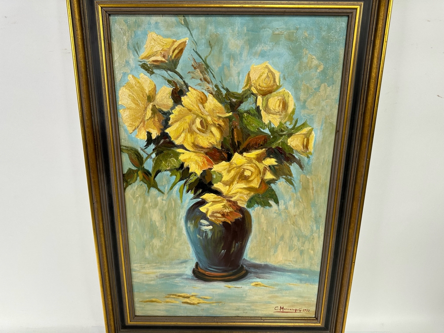 Emilio Moncayo (B. 1895, Ecuador) Signed Original Still Life Painting On Canvas 16.5 X 25 Framed 21 X 29.5 [Photo 2]