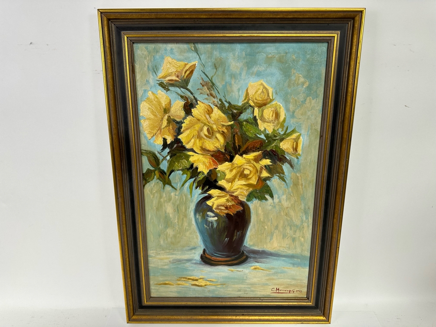 Emilio Moncayo (B. 1895, Ecuador) Signed Original Still Life Painting On Canvas 16.5 X 25 Framed 21 X 29.5 [Photo 3]