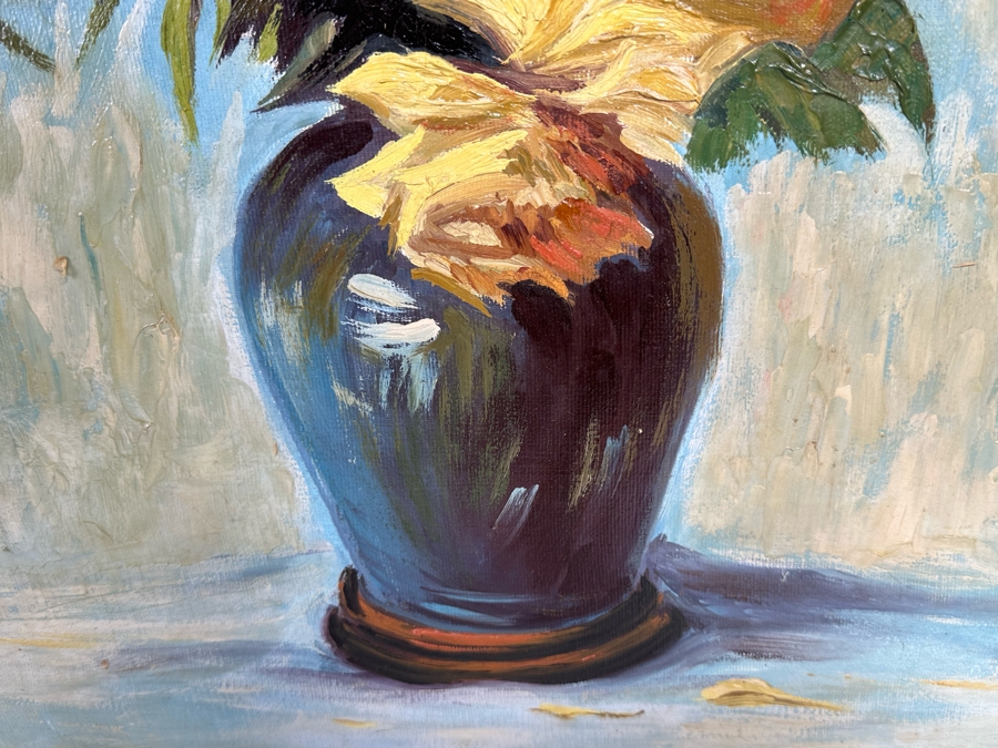 Emilio Moncayo (B. 1895, Ecuador) Signed Original Still Life Painting On Canvas 16.5 X 25 Framed 21 X 29.5 [Photo 6]