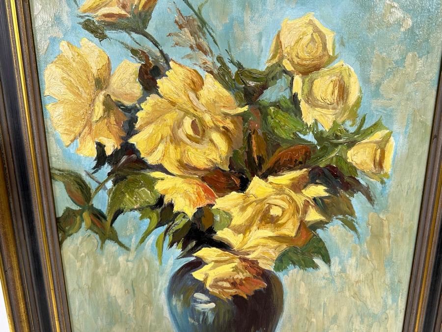 Emilio Moncayo (B. 1895, Ecuador) Signed Original Still Life Painting On Canvas 16.5 X 25 Framed 21 X 29.5 [Photo 4]