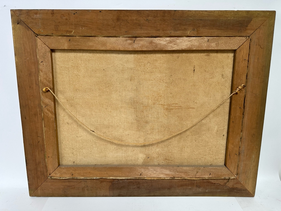 Original Signed Mid-Century City Skyline Painting Signature Illegible 27.5 X 20 Framed 34 X 26.5 [Photo 13]