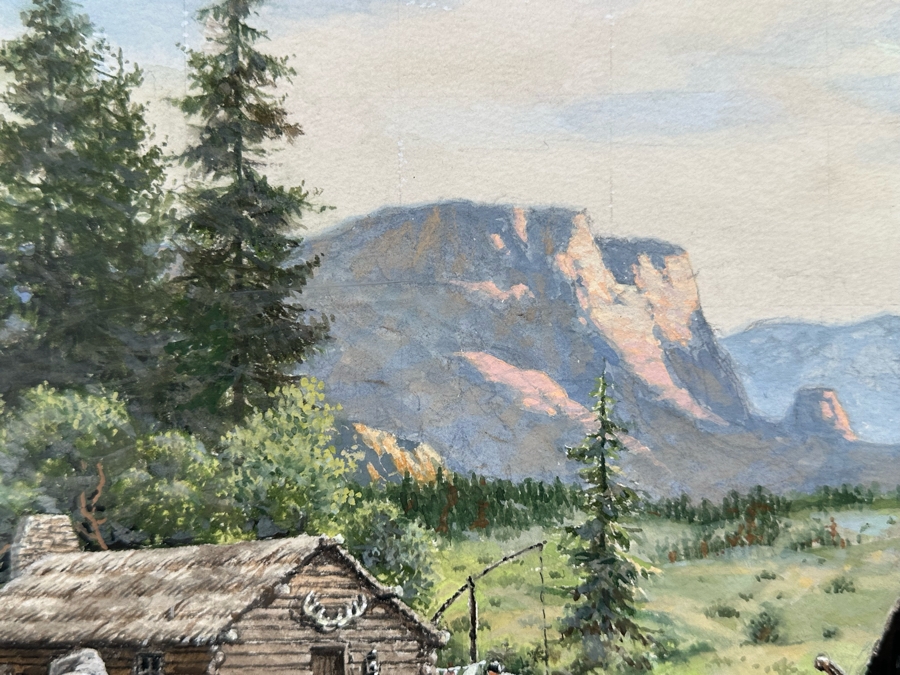 Marvin Nye (1910-2005, Kansas) Signed Original Watercolor And Gouache Drawing On Paper Titled 'Watching The Sodbuster' Dated 1989 21.5 X 18 Framed 36 X 30 [Photo 8]