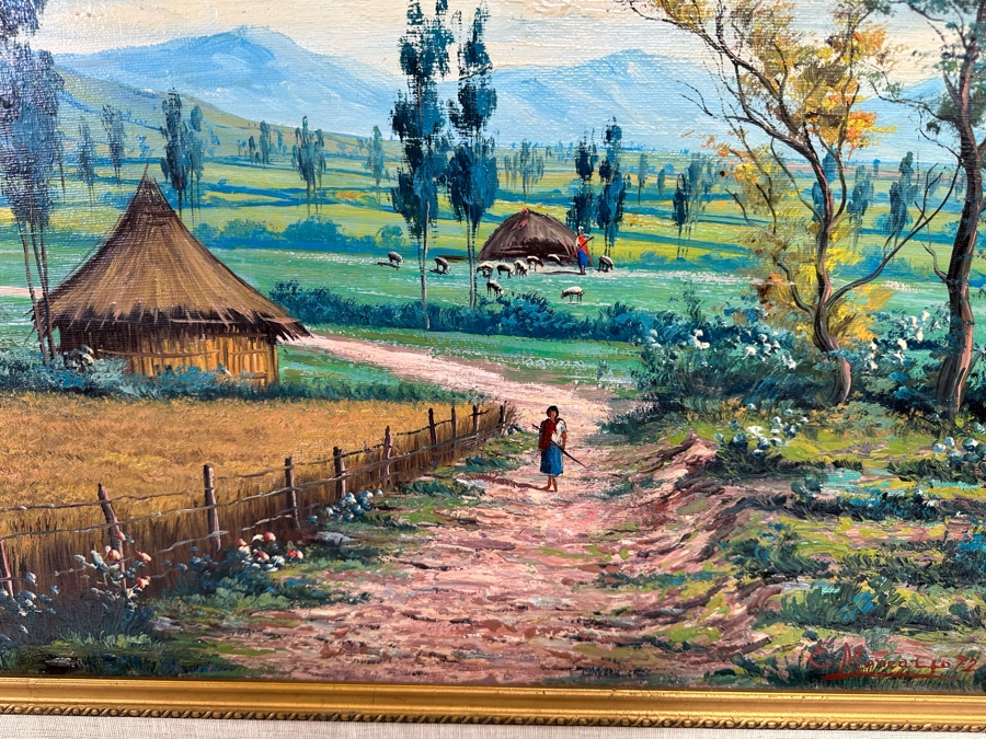 Emilio Moncayo (B. 1895, Ecuador) Signed Original Oil Painting 26 X 19 Framed 36 X 29 [Photo 4]