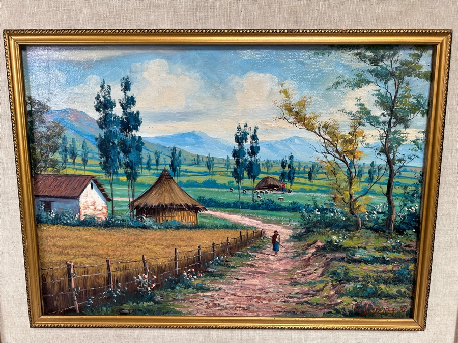 Emilio Moncayo (B. 1895, Ecuador) Signed Original Oil Painting 26 X 19 Framed 36 X 29 [Photo 3]