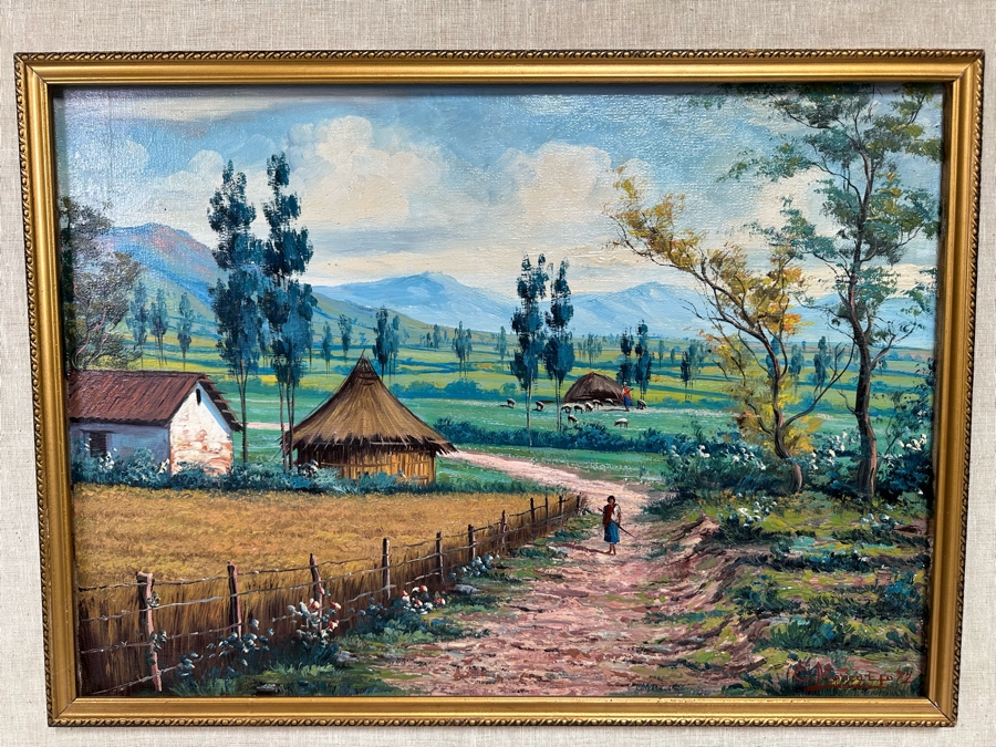 Emilio Moncayo (B. 1895, Ecuador) Signed Original Oil Painting 26 X 19 Framed 36 X 29