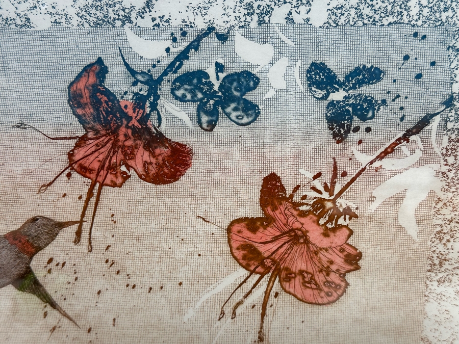 William Marlow Signed Arist Proof Print With Hummingbird 17.5 X 12 Framed 33.5 X 27.5 [Photo 6]