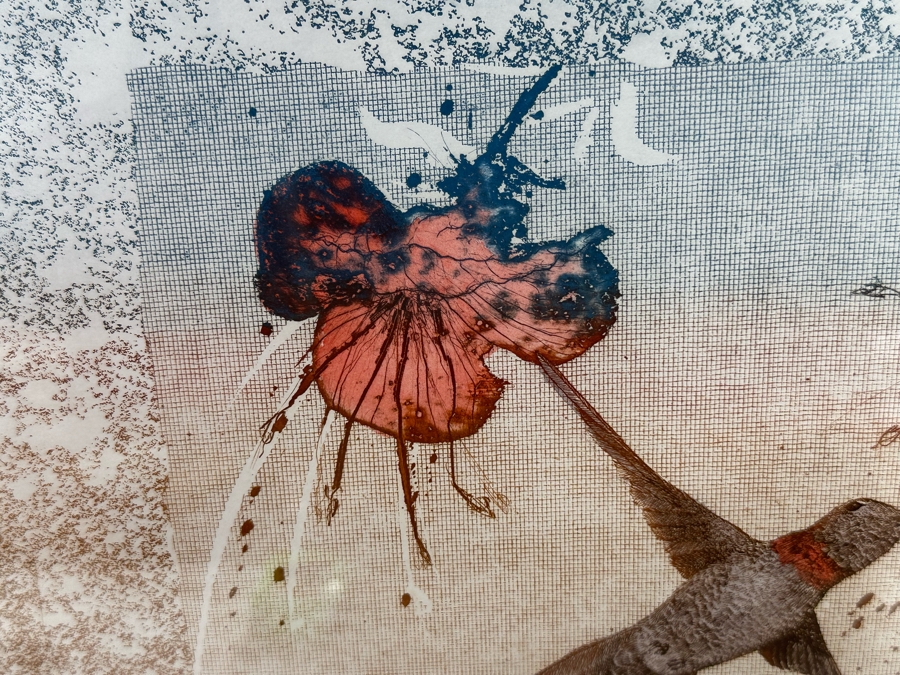 William Marlow Signed Arist Proof Print With Hummingbird 17.5 X 12 Framed 33.5 X 27.5 [Photo 5]