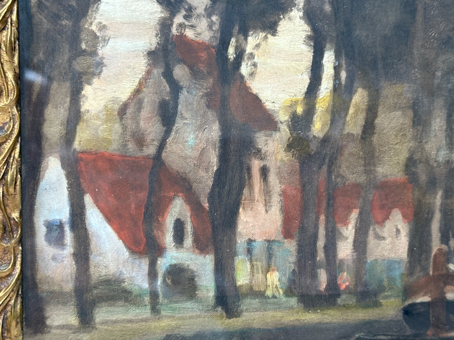 Victor Giraud (1868-1953, French) Stunning Antique Original River Scene Landscape Painting Signed Lower Right In Pencil 21 X 17 In Antique Gilded Wooden Frame 29 X 25 [Photo 16]