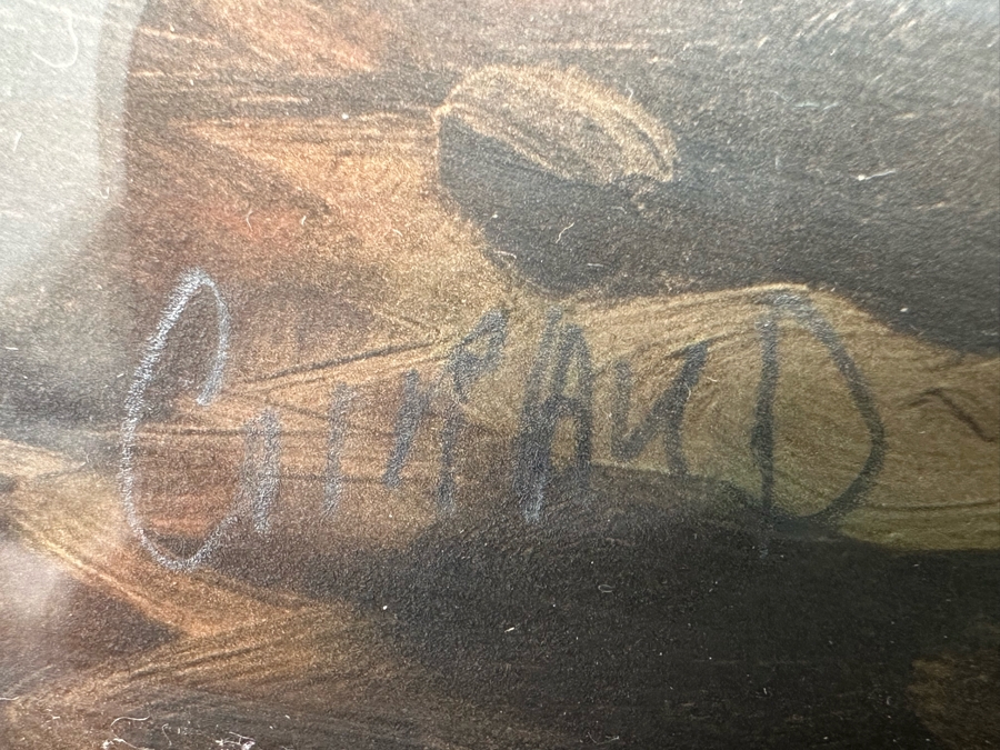 Victor Giraud (1868-1953, French) Stunning Antique Original River Scene Landscape Painting Signed Lower Right In Pencil 21 X 17 In Antique Gilded Wooden Frame 29 X 25 [Photo 22]