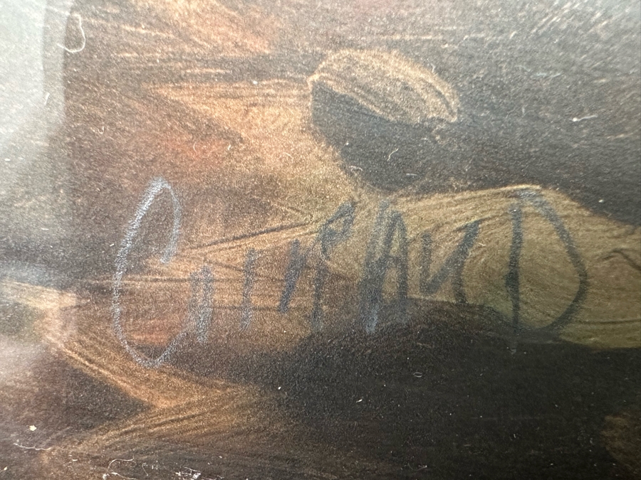 Victor Giraud (1868-1953, French) Stunning Antique Original River Scene Landscape Painting Signed Lower Right In Pencil 21 X 17 In Antique Gilded Wooden Frame 29 X 25 [Photo 23]