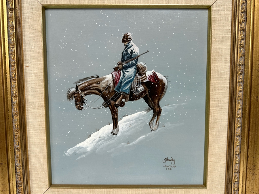 Original Painting On Canvas Signed G Hardy Montana 1901 10 X 11 Framed 18 X 20 [Photo 1]