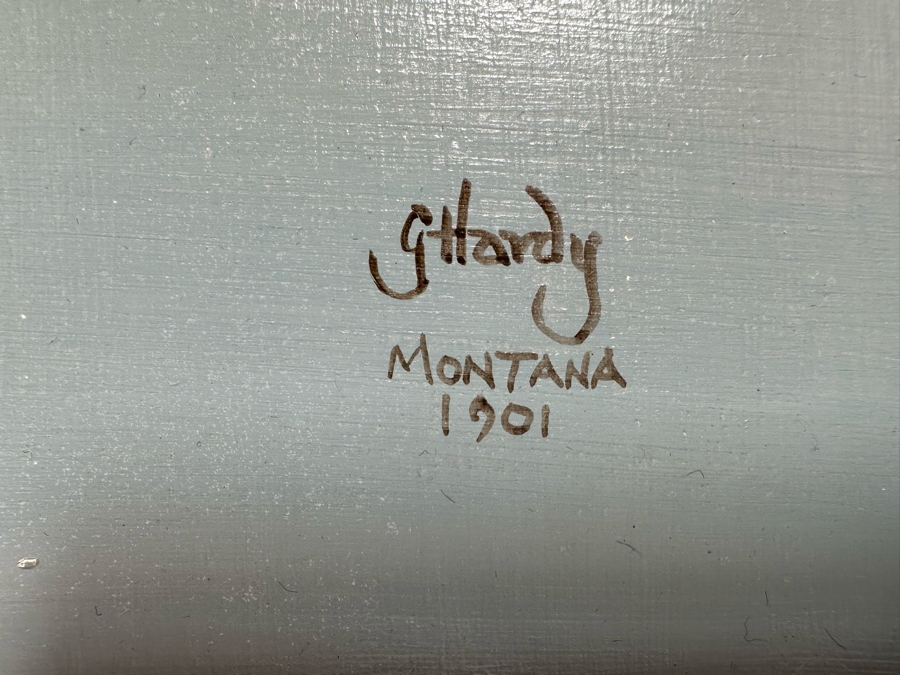 Original Painting On Canvas Signed G Hardy Montana 1901 10 X 11 Framed 18 X 20 [Photo 6]