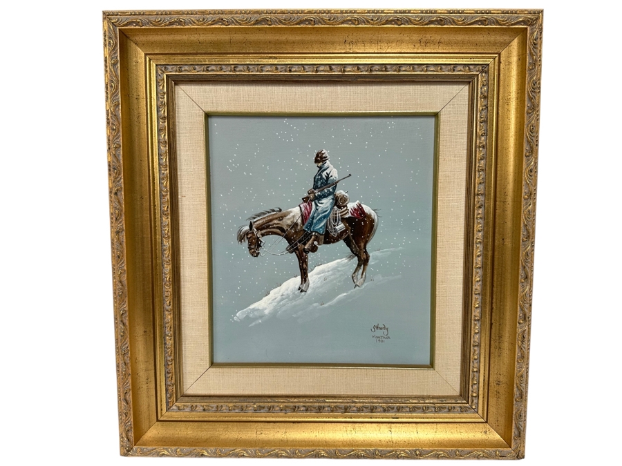 Original Painting On Canvas Signed G Hardy Montana 1901 10 X 11 Framed 18 X 20 [Photo 2]