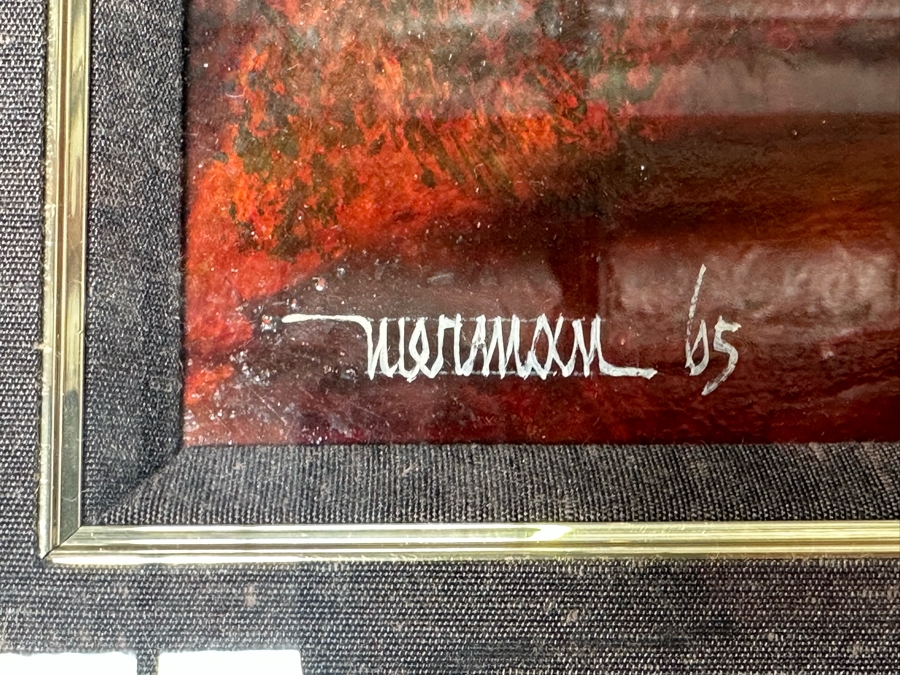 Leonardo Nierman (1932-2023, New York / Mexico) Signed Original Abstract Expressionist Landscape Oil On Masonite Painting Titled 'Firebird' Dated 1965 31 X 23.5 Framed 46 X 38 [Photo 11]