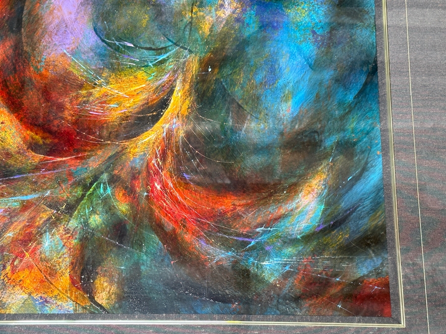 Leonardo Nierman (1932-2023, New York / Mexico) Signed Original Abstract Expressionist Landscape Oil On Masonite Painting Titled 'Firebird' Dated 1965 31 X 23.5 Framed 46 X 38 [Photo 10]