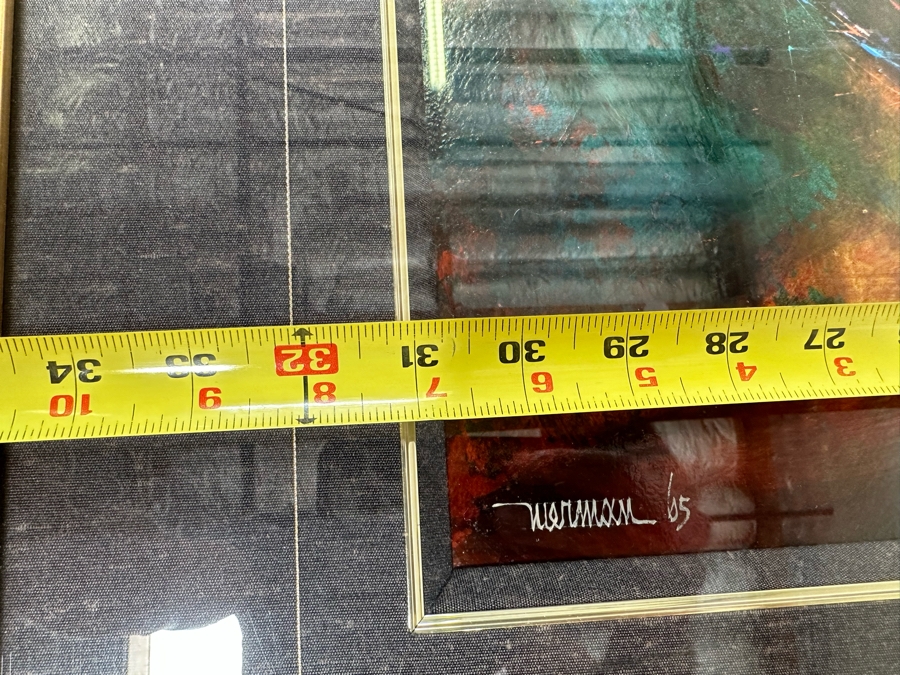 Leonardo Nierman (1932-2023, New York / Mexico) Signed Original Abstract Expressionist Landscape Oil On Masonite Painting Titled 'Firebird' Dated 1965 31 X 23.5 Framed 46 X 38 [Photo 17]