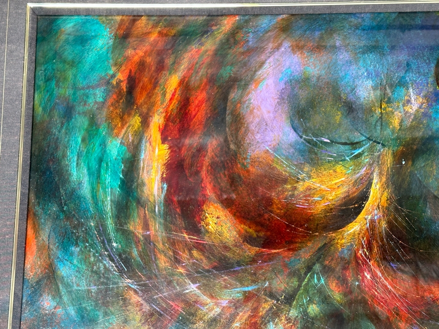 Leonardo Nierman (1932-2023, New York / Mexico) Signed Original Abstract Expressionist Landscape Oil On Masonite Painting Titled 'Firebird' Dated 1965 31 X 23.5 Framed 46 X 38 [Photo 8]