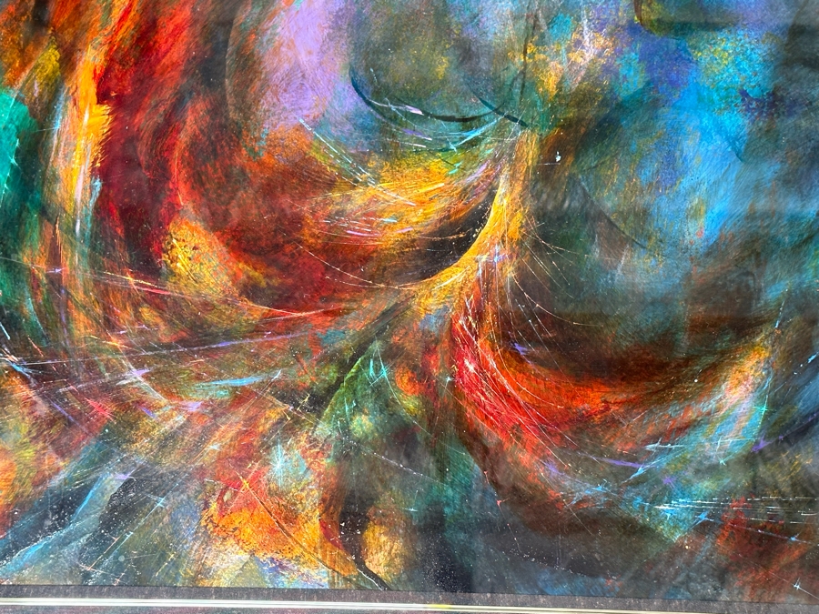 Leonardo Nierman (1932-2023, New York / Mexico) Signed Original Abstract Expressionist Landscape Oil On Masonite Painting Titled 'Firebird' Dated 1965 31 X 23.5 Framed 46 X 38 [Photo 6]