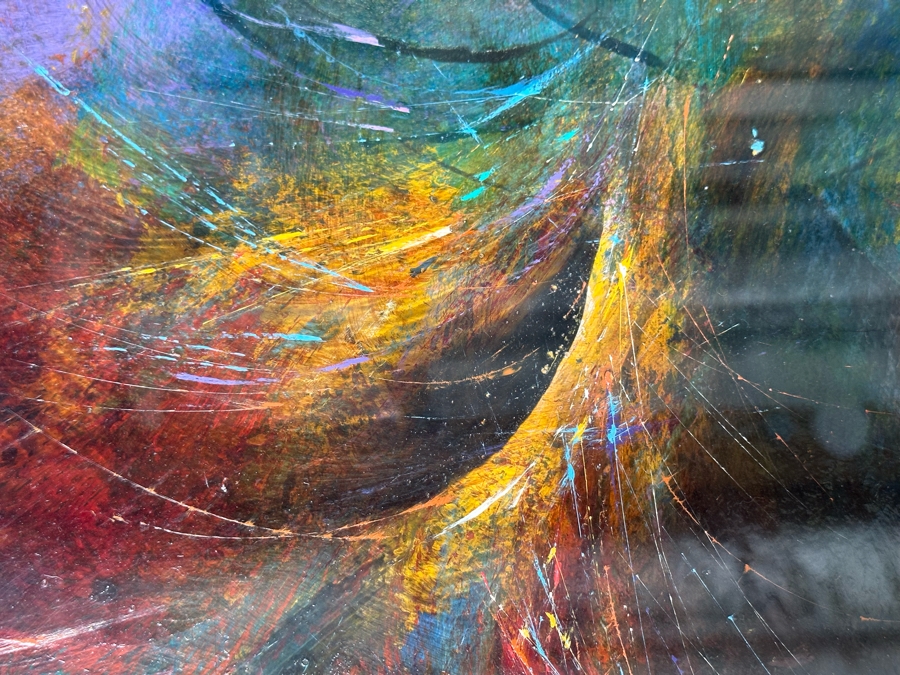 Leonardo Nierman (1932-2023, New York / Mexico) Signed Original Abstract Expressionist Landscape Oil On Masonite Painting Titled 'Firebird' Dated 1965 31 X 23.5 Framed 46 X 38 [Photo 15]