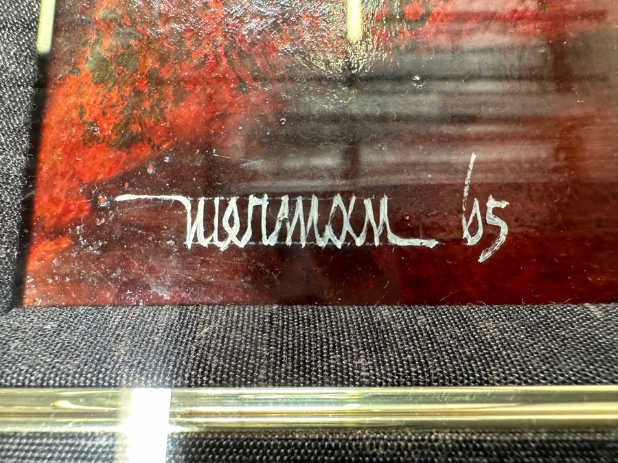 Leonardo Nierman (1932-2023, New York / Mexico) Signed Original Abstract Expressionist Landscape Oil On Masonite Painting Titled 'Firebird' Dated 1965 31 X 23.5 Framed 46 X 38 [Photo 12]