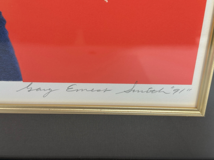 Gary Ernest Smith (B. 1942, Utah) Signed Limited Edition Print Titled 'Man With Wheat Bundle' Numbered 27 Of 155 Dated 1991 20 X 27.5 Framed 29 X 36 [Photo 7]