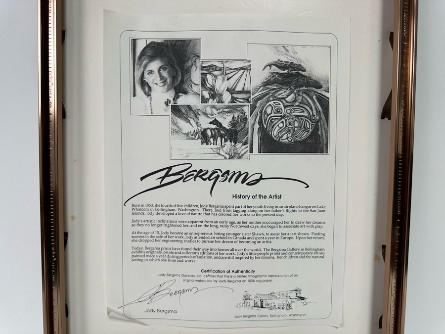 Jody Bergsma Signed Limited Edition Print Titled 'You Are The Wind Beneath My Wings' Numbered 122 OF 475 7 X 11 Framed 12 X 16 [Photo 10]