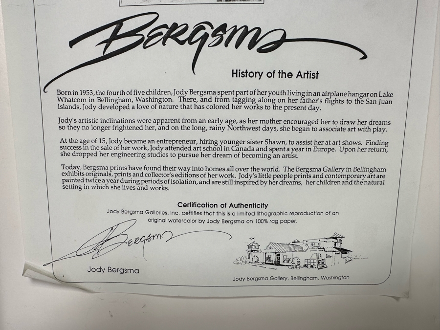 Jody Bergsma Signed Limited Edition Print Titled 'You Are The Wind Beneath My Wings' Numbered 122 OF 475 7 X 11 Framed 12 X 16 [Photo 11]