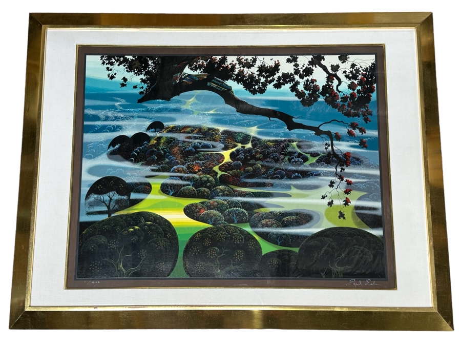 Eyvind Earle (1916-2000, New York / California) Signed Limited Edition Print Titled 'Mystic Mountain' Numbered 1 Of 402 35 X 27 Framed 48.5 X 37 (Background Illustrator For 1950s Disney Films) [Photo 2]