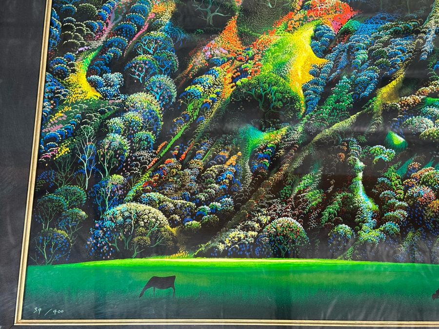 Eyvind Earle (1916-2000, New York / California) Signed Limited Edition Print Titled 'Gardner's Ranch' Numbered 34 Of 400 39 X 29 Framed 49 X 38 (Background Illustrator For 1950s Disney Films) [Photo 4]