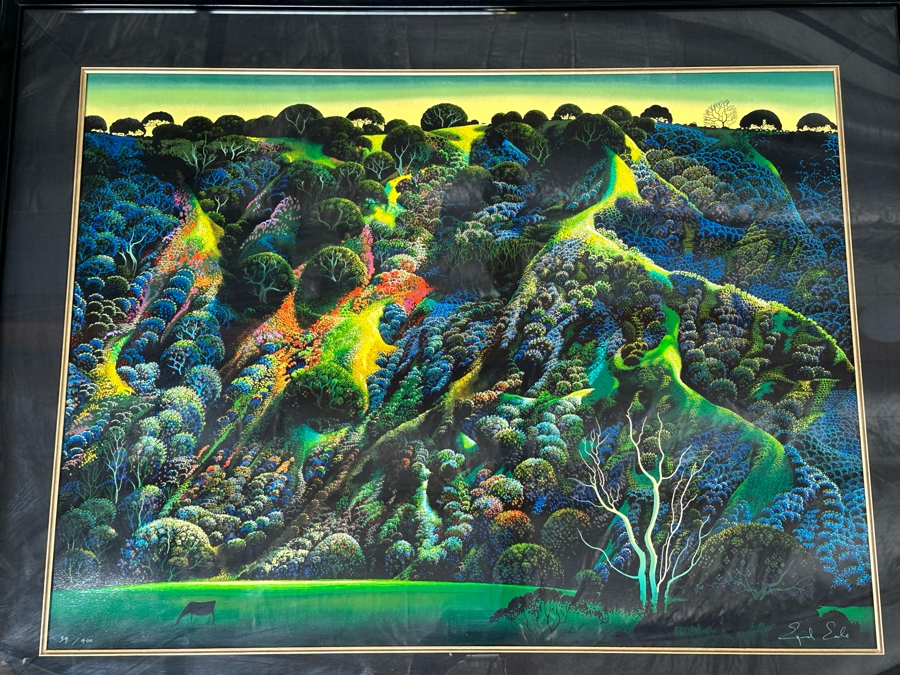 Eyvind Earle (1916-2000, New York / California) Signed Limited Edition Print Titled 'Gardner's Ranch' Numbered 34 Of 400 39 X 29 Framed 49 X 38 (Background Illustrator For 1950s Disney Films) [Photo 1]