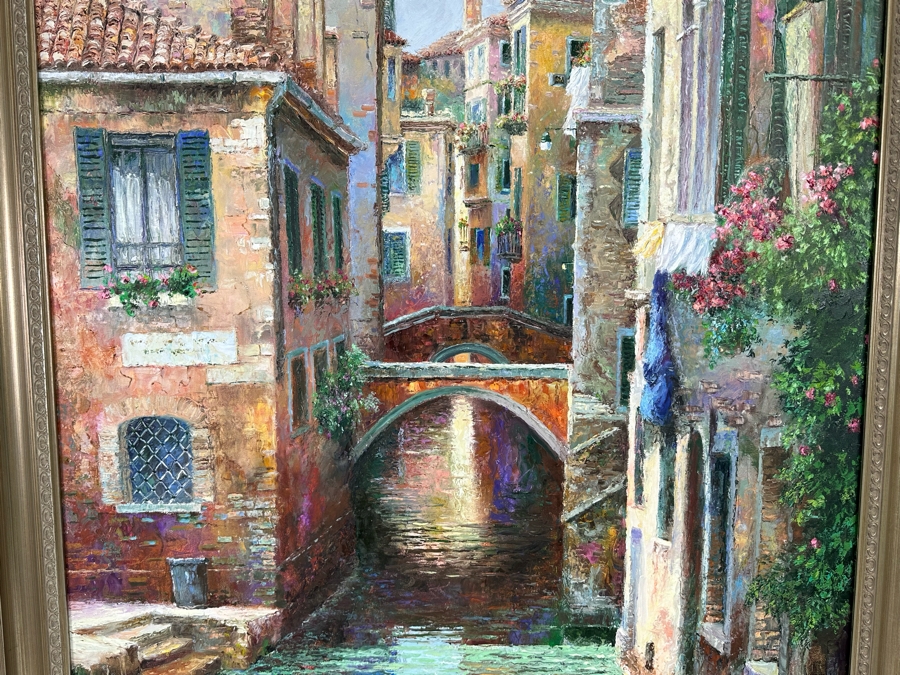 Yanush Stanislaw Godlewski (B. 1939, California / Sweden / Poland) Original Oil Painting On Canvas Titled 'Venice' Dated 2001 48 X 36 Framed 43 X 55.5 Retails $12,500 [Photo 4]
