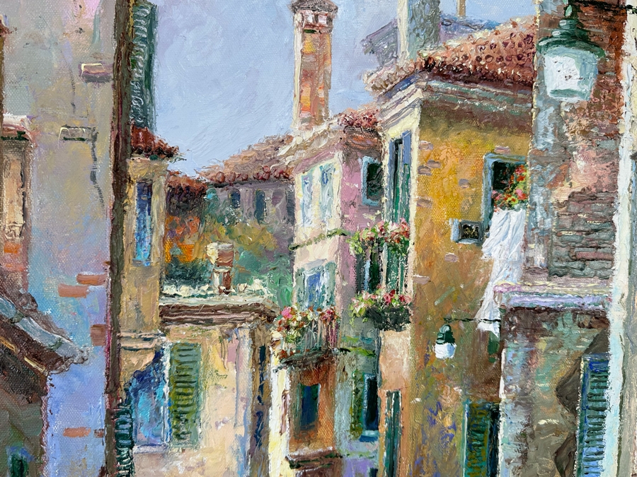 Yanush Stanislaw Godlewski (B. 1939, California / Sweden / Poland) Original Oil Painting On Canvas Titled 'Venice' Dated 2001 48 X 36 Framed 43 X 55.5 Retails $12,500 [Photo 8]