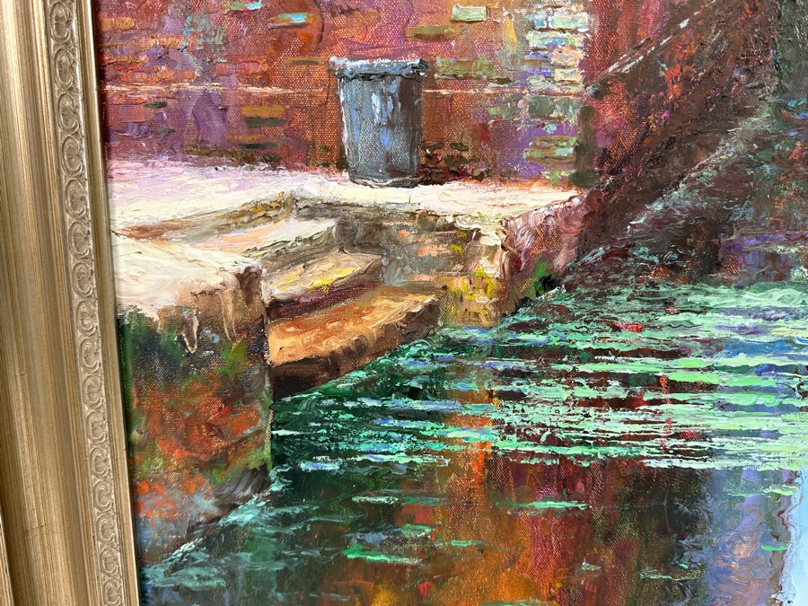 Yanush Stanislaw Godlewski (B. 1939, California / Sweden / Poland) Original Oil Painting On Canvas Titled 'Venice' Dated 2001 48 X 36 Framed 43 X 55.5 Retails $12,500 [Photo 10]