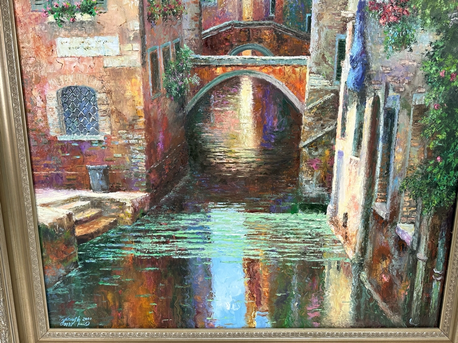 Yanush Stanislaw Godlewski (B. 1939, California / Sweden / Poland) Original Oil Painting On Canvas Titled 'Venice' Dated 2001 48 X 36 Framed 43 X 55.5 Retails $12,500 [Photo 3]