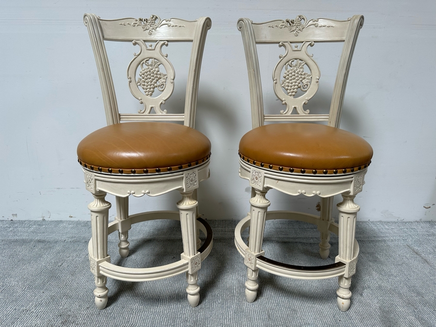 Pair Of Frontgate Swivel Bar Stools 25H Seat Height [Photo 3]