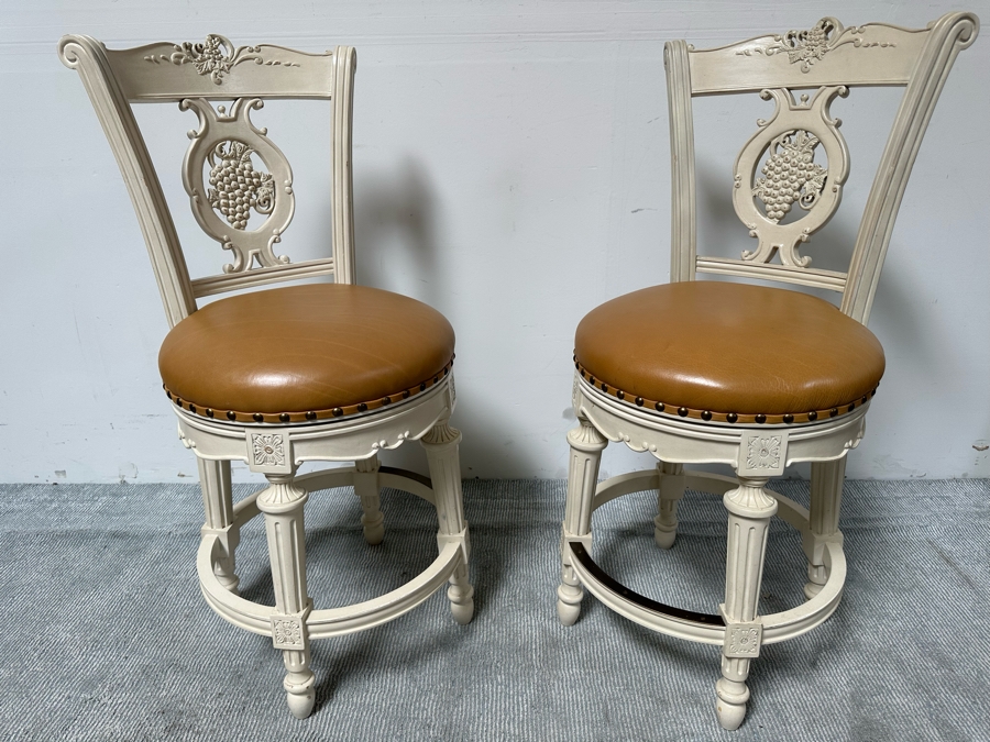 Pair Of Frontgate Swivel Bar Stools 25H Seat Height [Photo 5]