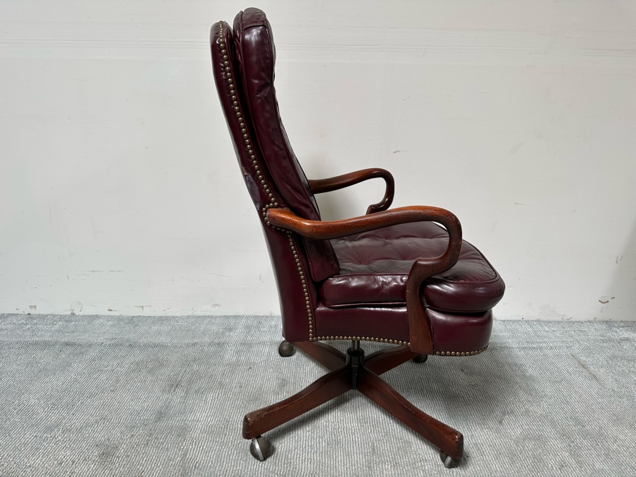 Classic Leather Executive Desk Chair With Brass Nailhead Trim [Photo 7]