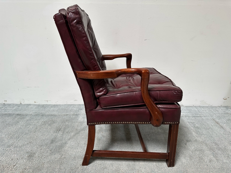 Classic Leather Armchair With Brass Nailhead Trim [Photo 5]