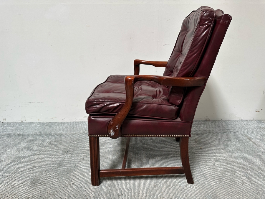 Classic Leather Armchair With Brass Nailhead Trim [Photo 7]