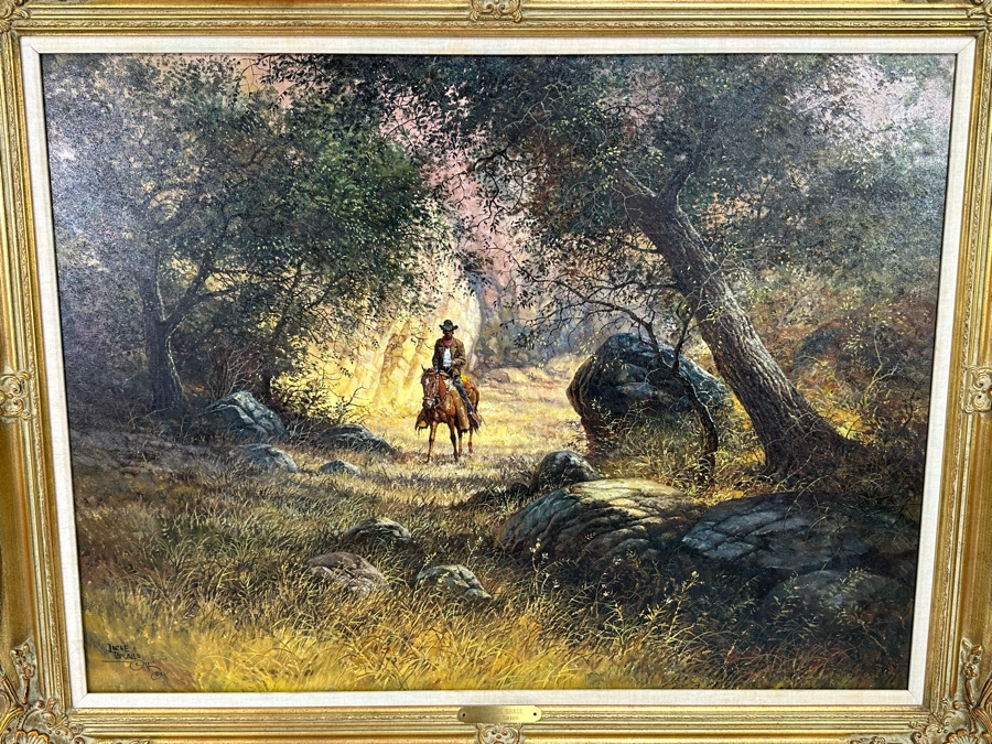 Jorge Tarallo (B. 1951, California / Uruguay) Original Oil Painting On Canvas Titled 'Into The Shade' 40 X 30 Framed 47 X 37 [Photo 2]