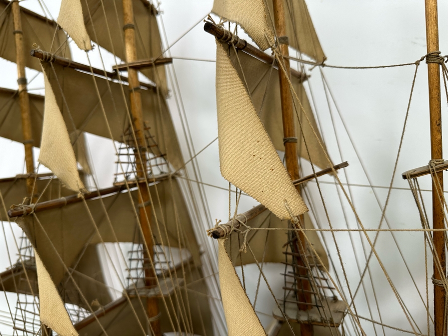 Large Wooden Sailing Ship Model 50W X 12D X 36H [Photo 8]