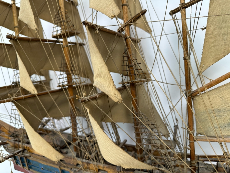Large Wooden Sailing Ship Model 50W X 12D X 36H [Photo 7]