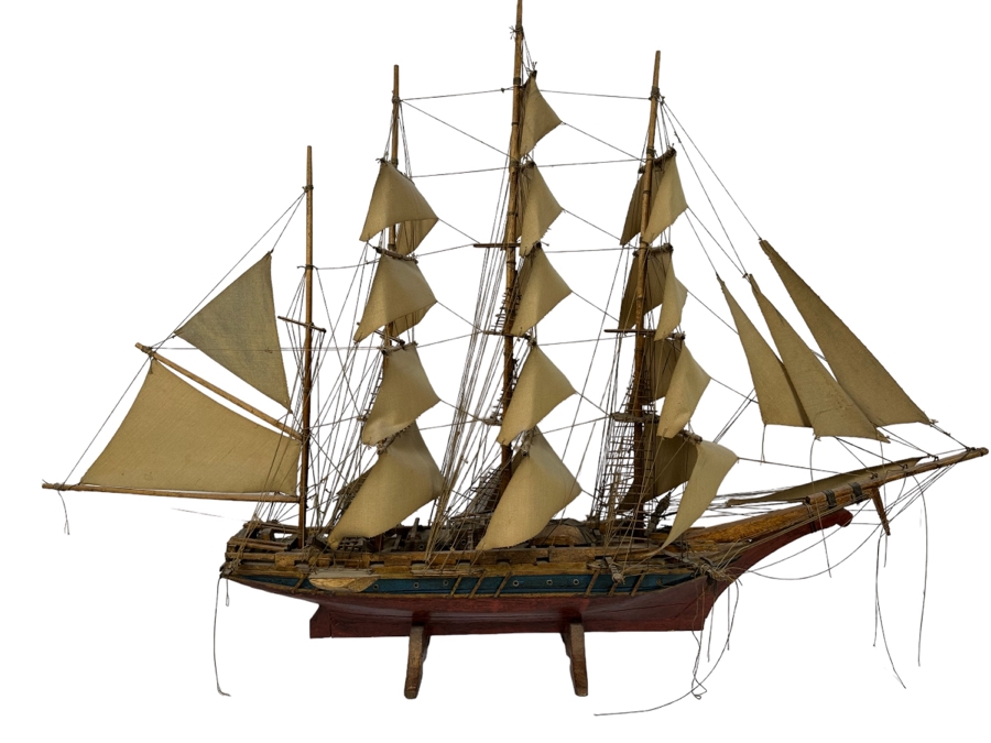 Large Wooden Sailing Ship Model 50W X 12D X 36H [Photo 2]
