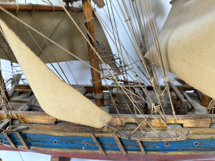 Large Wooden Sailing Ship Model 50W X 12D X 36H [Photo 4]