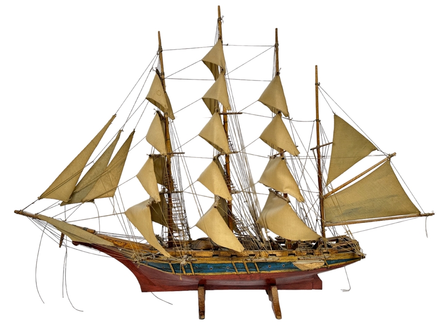 Large Wooden Sailing Ship Model 50W X 12D X 36H